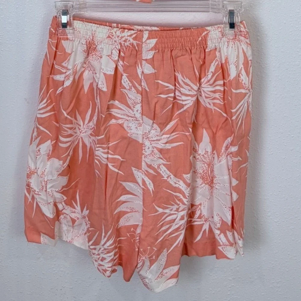 Avon Fashions Rayon Shorts Shirt Set 12 Peach Tropical Floral USA Resort 2 Piece